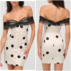 NWT For Love & Lemons Dorothy Dot Mini Dress in Cream White $270